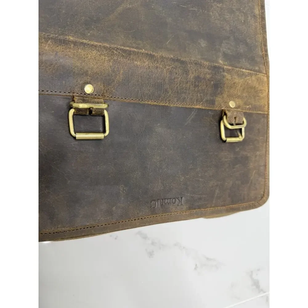 KomalC Genuine Buffalo Leather Hanging Toiletry Bag Dad gidt
